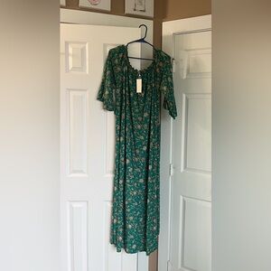 Gold and Green Floral Dress